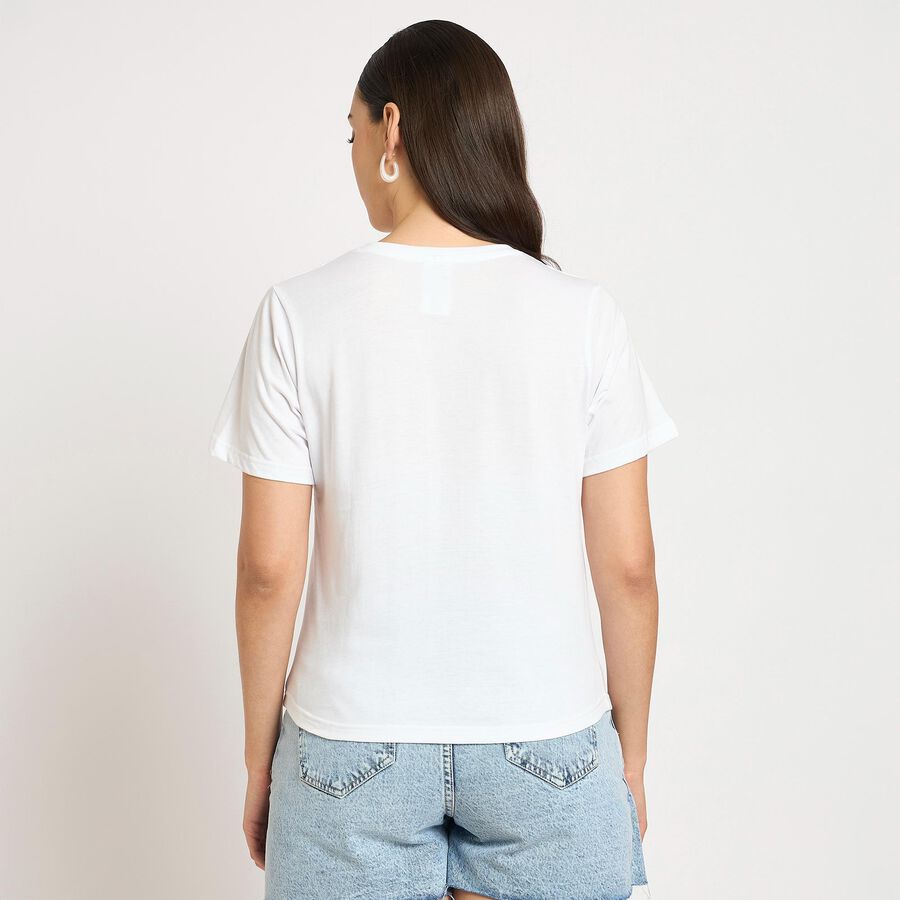 Ladies' 100% Cotton Round Neck T-Shirt , सफ़ेद, large image number null