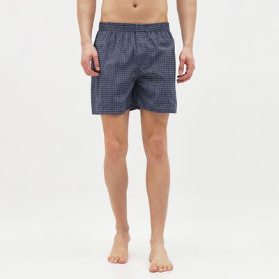 Men's Navy Checked Cotton Blend Boxers