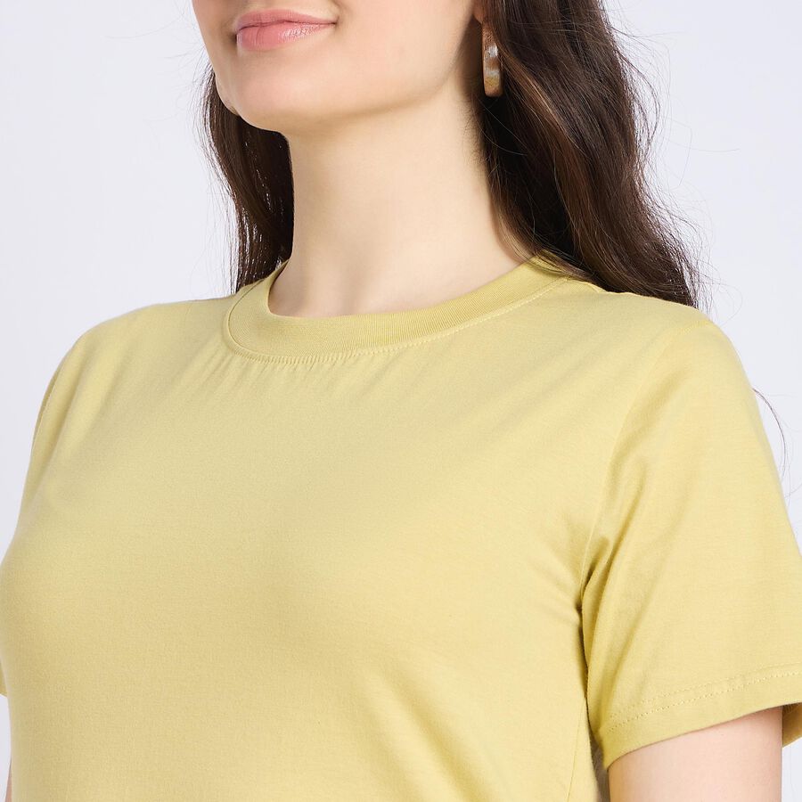 Ladies' 100% Cotton Round Neck T-Shirt , Khaki, large image number null