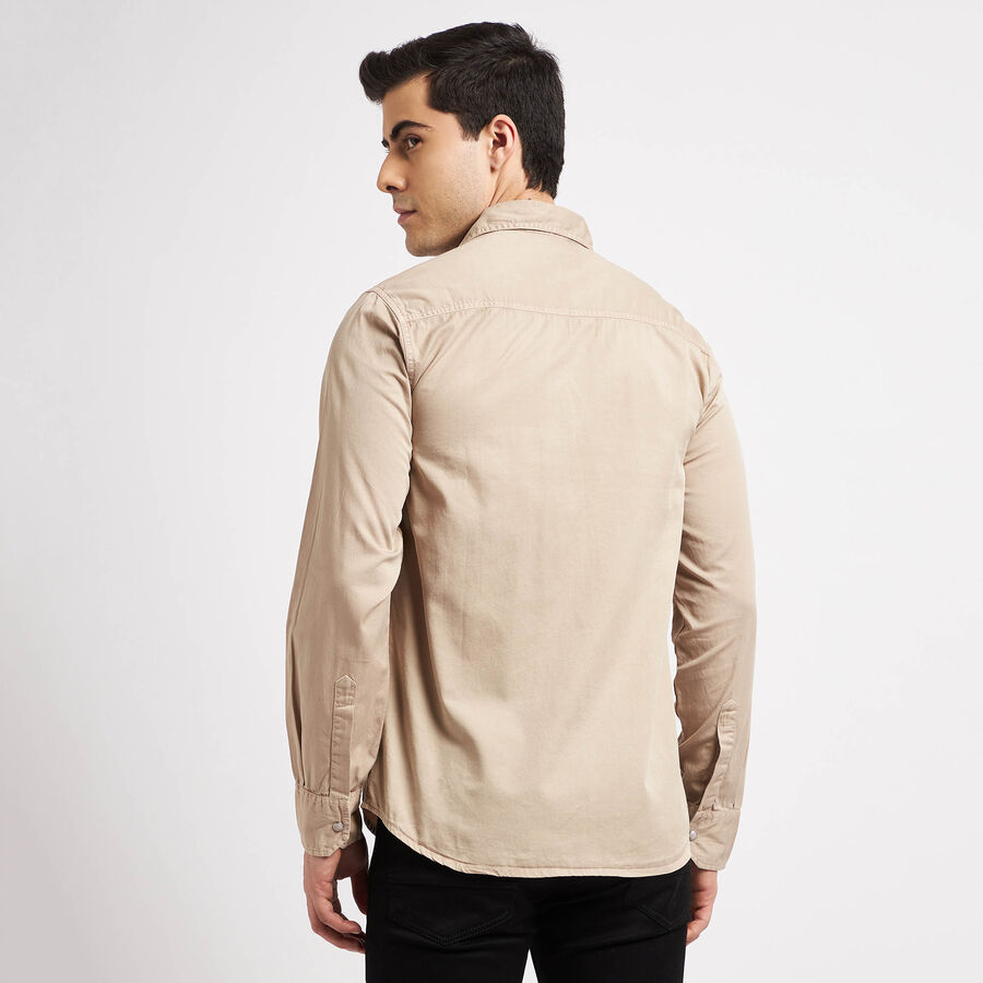 Cotton Solid Casual Shirt, Brown, large image number null