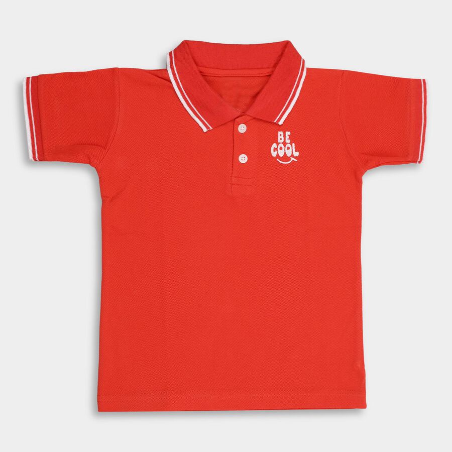 Boys' Half Sleeves T-Shirt , लाल, large image number null