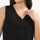 Women's Jet Black Classic Collar Casual Knot Front Shirt, Black, small
