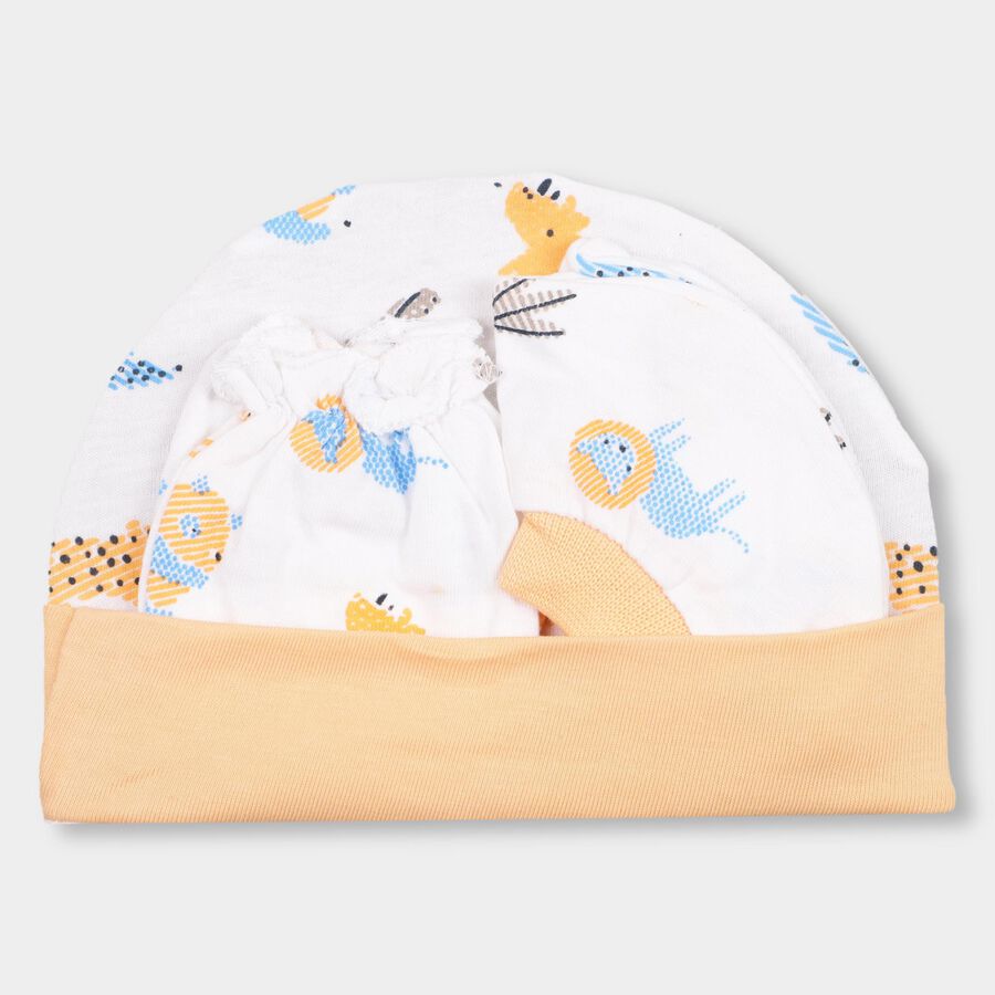 Infants' Cotton Gift Set (Cap, Mittens, Booties), Peach, large