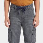 Boys' Grey Regular Fit Cargo Jeans, हल्का ग्रे, small