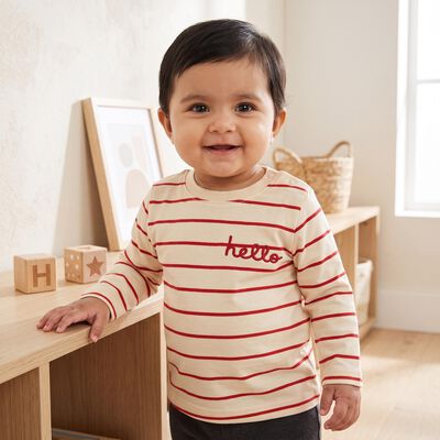 Infants' Red Cotton Round Neck Regular T-Shirt