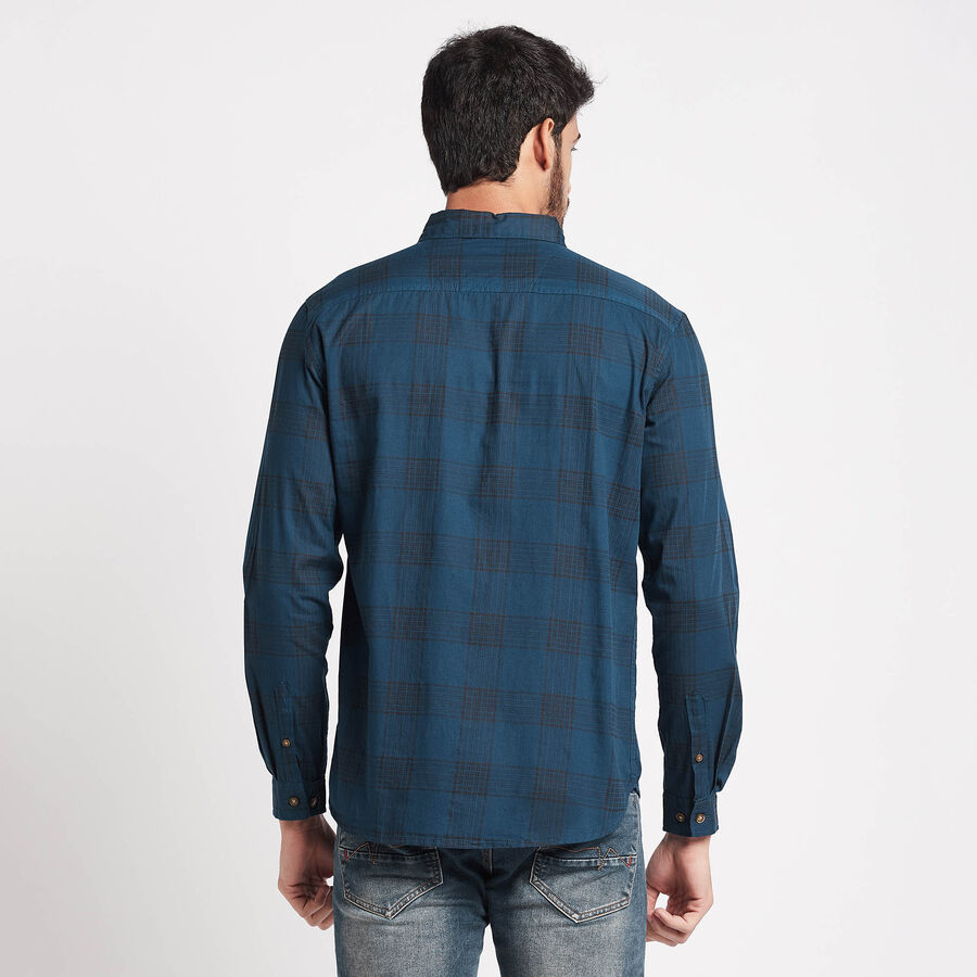 Cotton Checks Casual Shirt, Teal Blue, large image number null