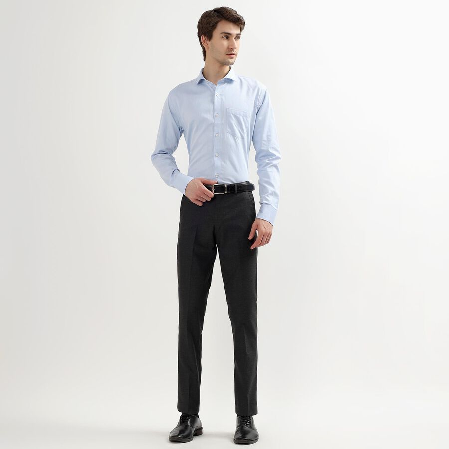 Men's Light Powder Blue Cotton Cut Away Collar Slim Fit Shirt, Light Blue, large image number null