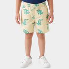 Boys Beige Regular Fit Printed Bermuda Shorts, Beige, small