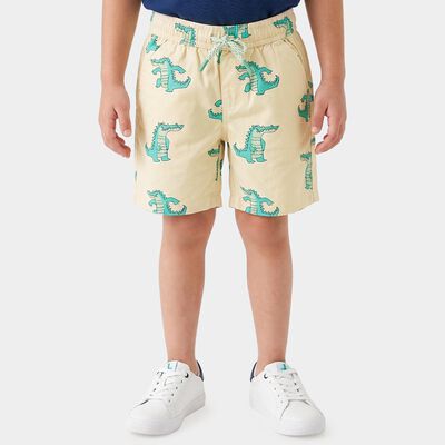 Boys Beige Regular Fit Printed Bermuda Shorts