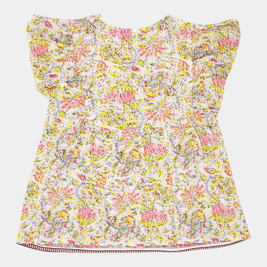 Girls Printed Blouse, Off White, large image number null
