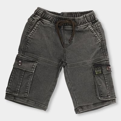 Boys' Muted Charcoal Black Cargo Style Jamaican Shorts