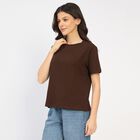 Ladies' 100% Cotton Round Neck T-Shirt, Brown, small
