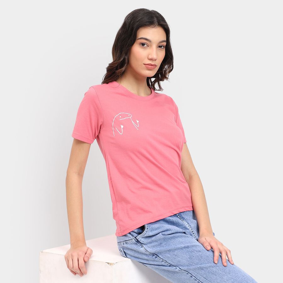 Ladies' Round Neck T-Shirt , Pink, large image number null