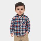 Boys' Navy Blue Cotton Long Sleeve Collar Shirt, Navy Blue, small