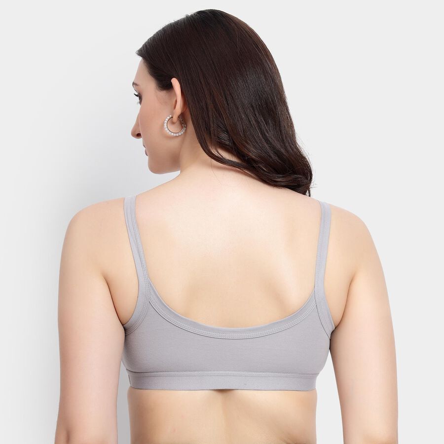 Ladies' 100% Cotton Bra , Light Grey, large image number null