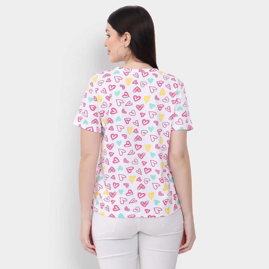 Ladies' Round Neck T-Shirt , सफ़ेद, large