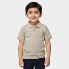 Boys Beige Polo Neck Casual T-Shirt, गहरा पीला, small