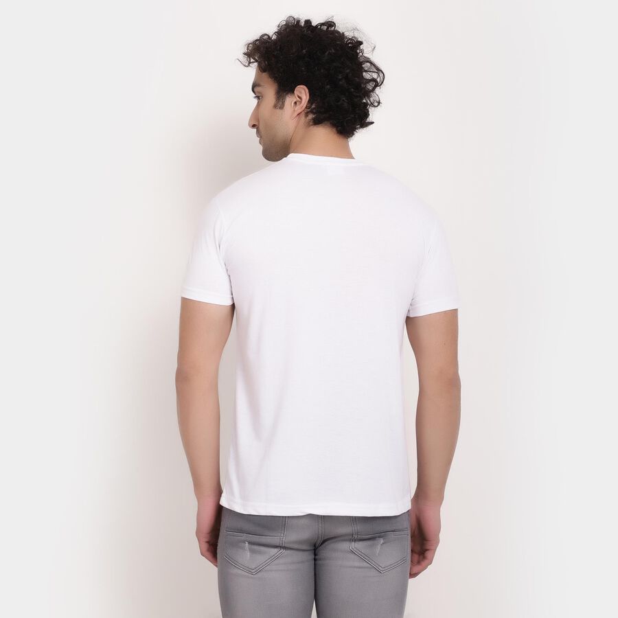 Printed Round Neck T-Shirt, White, large image number null