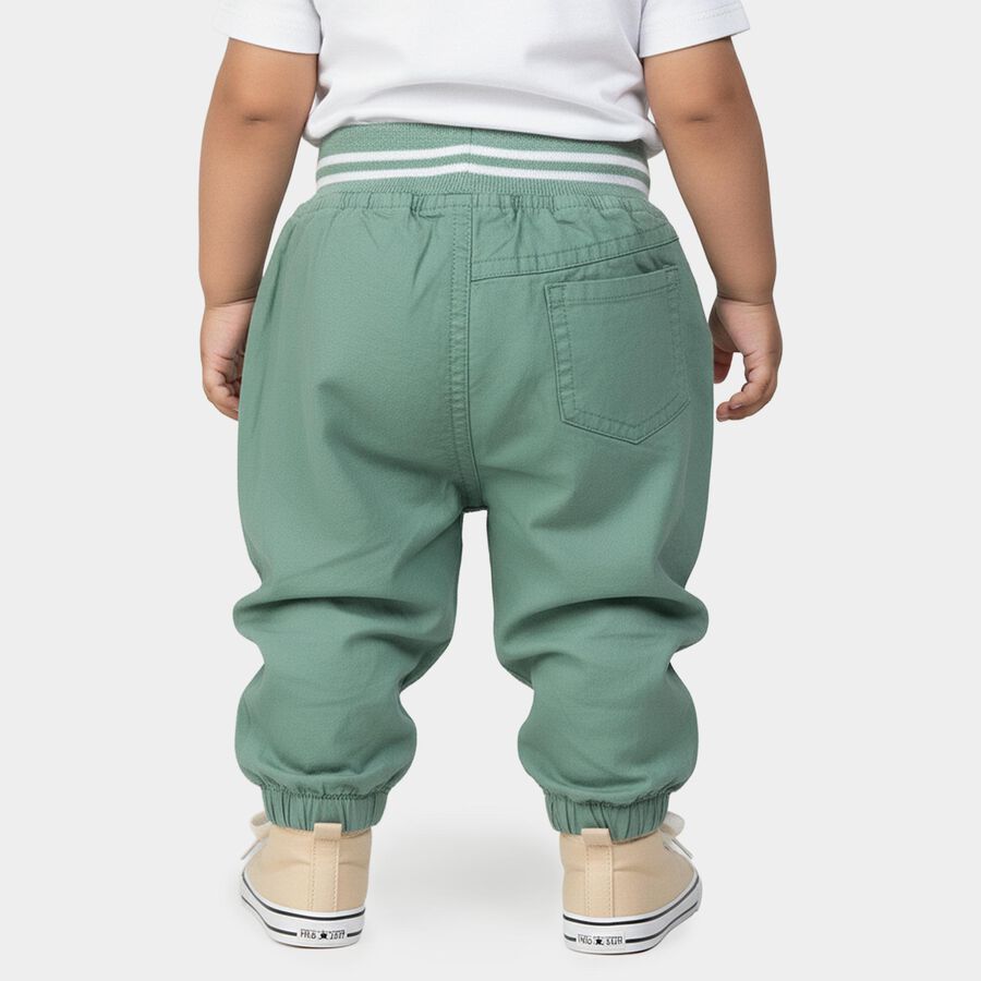 Infants' Green Regular Fit Dinosaur Embroidered Trousers, ओलिव, large