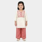 Girls Off White Round Neck Fusion Set Upper and Bottom Set, ऑफ व्हाइट, small