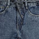 Girls' Dark Blue Regular Fit Heart Patch Jeans, Mid Blue, small