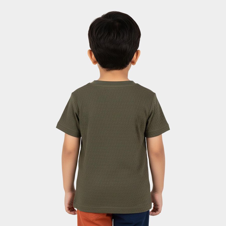 Boys' Half Sleeves T-Shirt, गहरा हरा, large