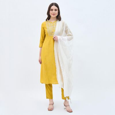 Women's Soft Ivory White Striped Dupatta