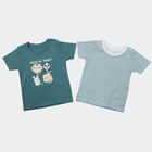 Infants Teal Cotton Round Neck Regular T-Shirt, टील ब्लू, small