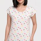 Women White Scoop Neck T-Shirt Style Nighty, White, small
