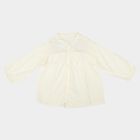 Girls' White Mandarin Neck Regular Blouse, सफ़ेद, small