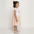 Girls' White and Peach Strawberry Print A-Line Frock, हल्का गुलाबी, small image number null