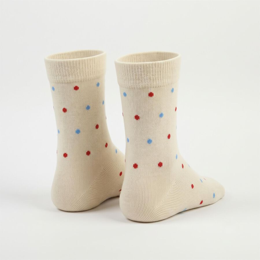 Women Cream Regular Fit Polka Dot Pack of 1 Socks, ऑफ व्हाइट, large