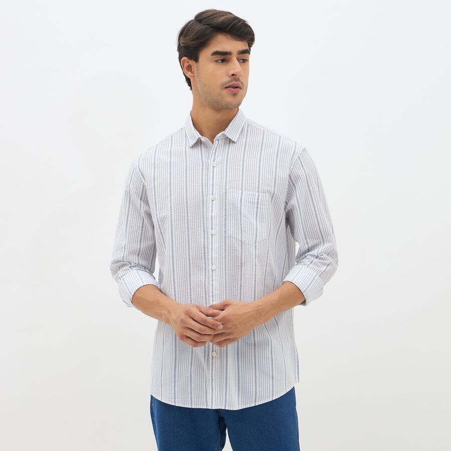 Men's Light Grey Cotton Classic Collar Casual Shirt, Light Grey, large image number null