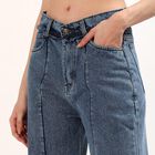 Women's Blue High-Rise Slim Fit Washed Jeans, Mid Blue, small