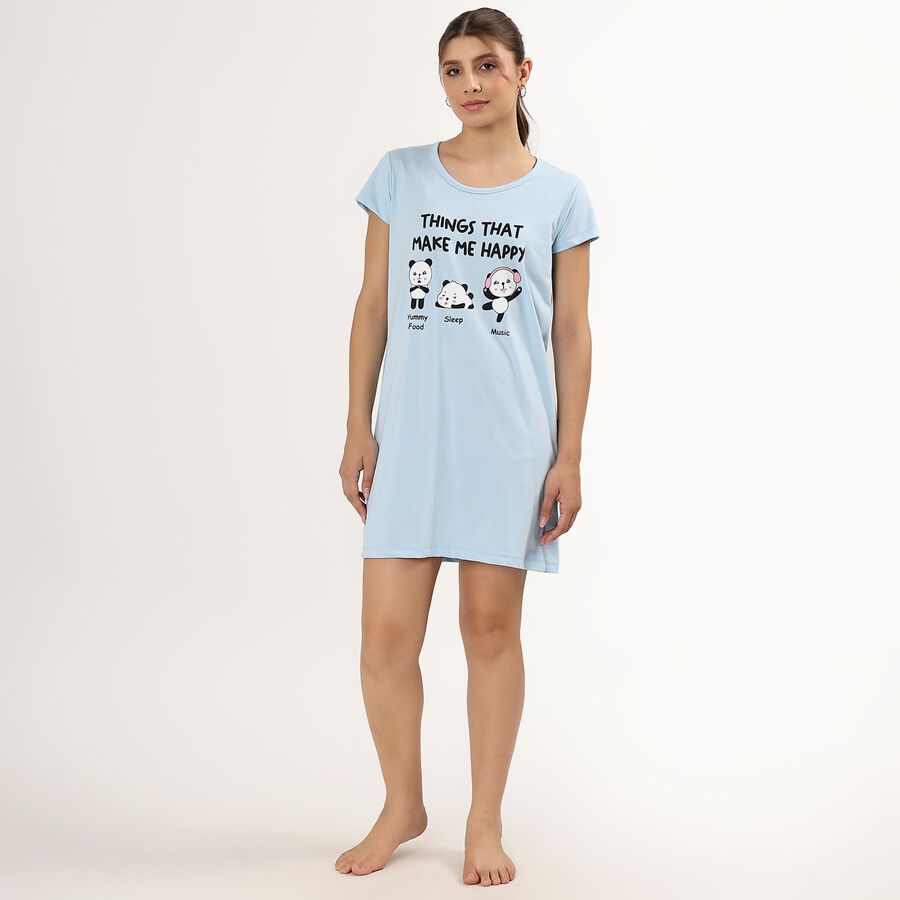 Ladies' Knee Length Nighty , Light Blue, large image number null
