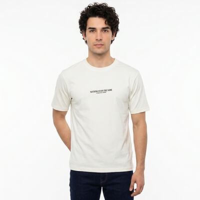 Men's White Round Neck Regular T-Shirt