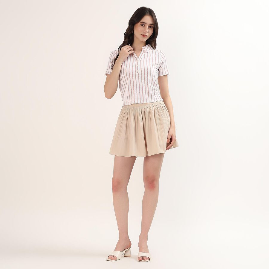 Women's Beige Polo Neck Classic Polo T-Shirt, गहरा पीला, large