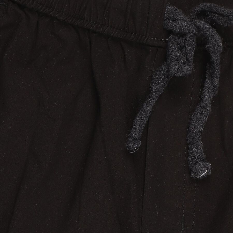 Boys Jet Black Relaxed Fit Cargo Trousers, काला, large image number null
