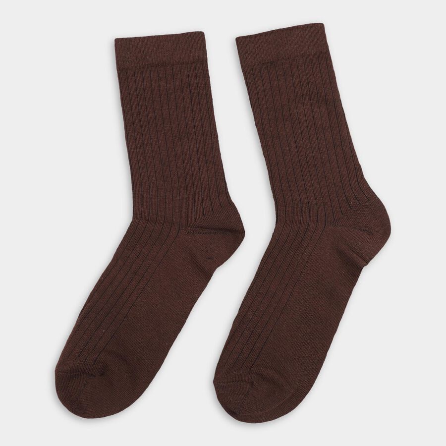 Men's Rich Brown and Jet Black Regular Fit Ribbed Style Pack of 2 Socks, Black, large