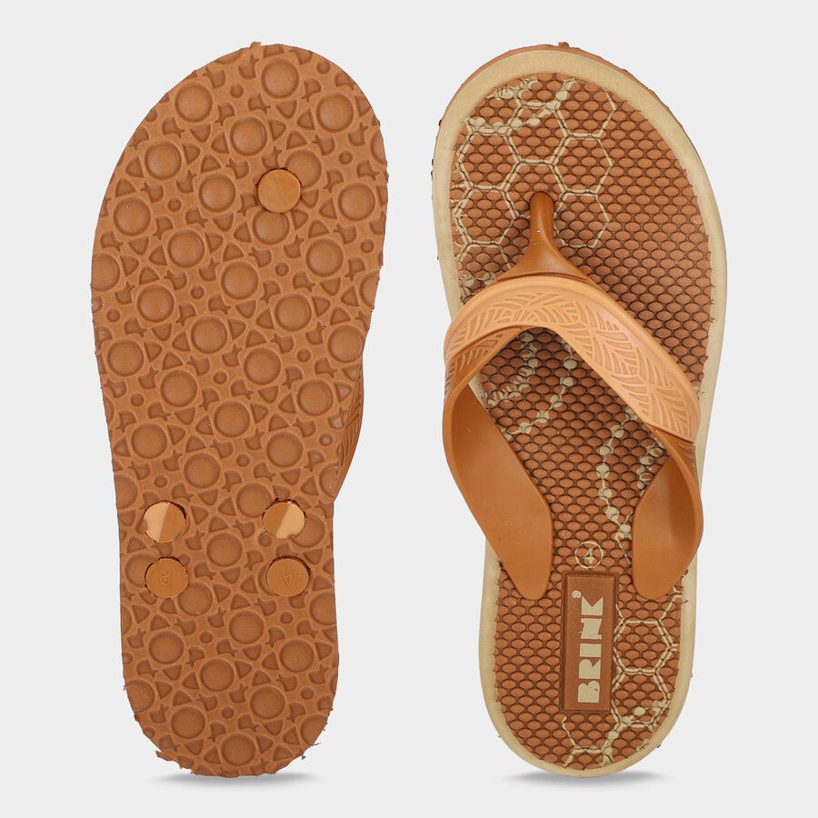 Women's Beige Toe-Post Flip-Flop Slippers, Beige, large