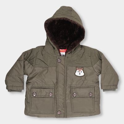 Infants Muted Olive Hooded Casual Jacket