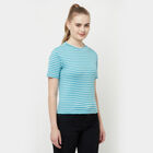 Stripes Short Sleeve Top, Dark Green, small image number null