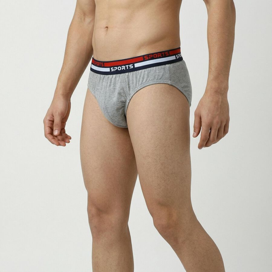 Men's Grey Cotton Regular Fit Briefs, मिश्रित हल्का ग्रे, large