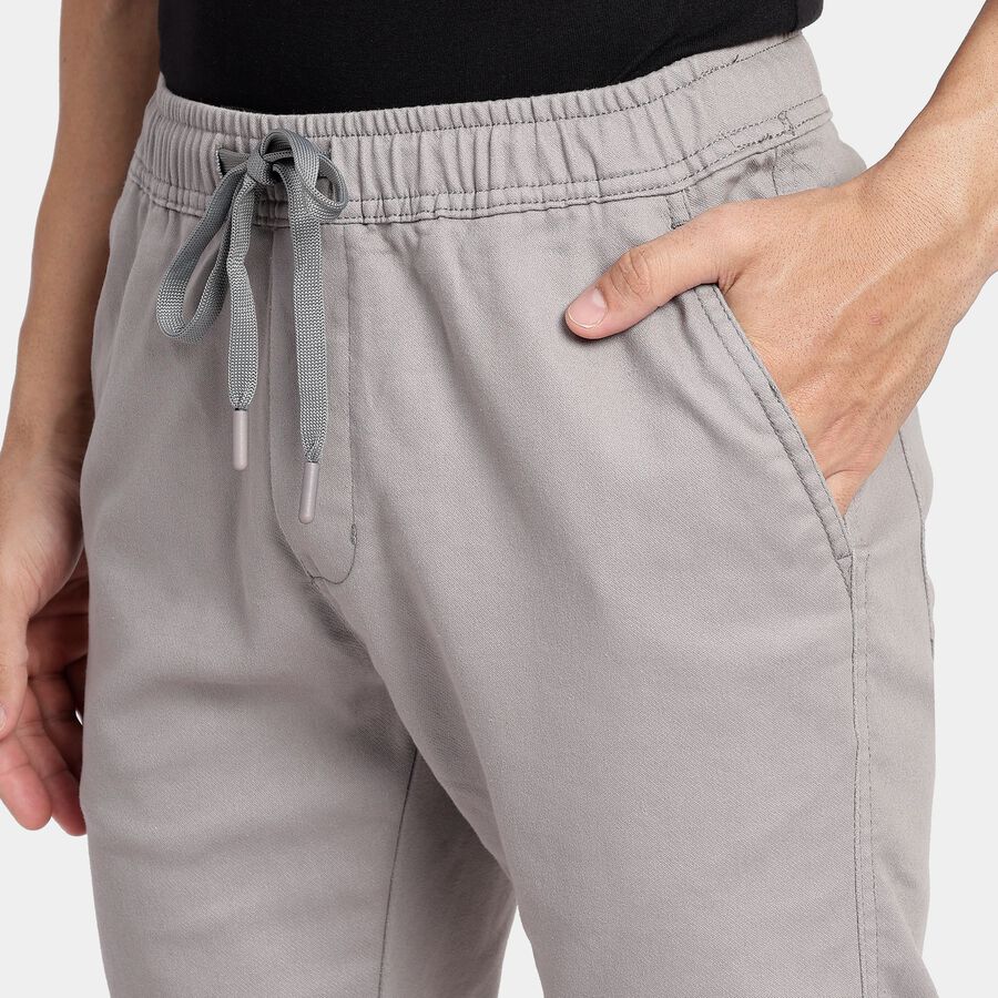 Men's Slim Fit Casual Trousers, हल्का ग्रे, large image number null