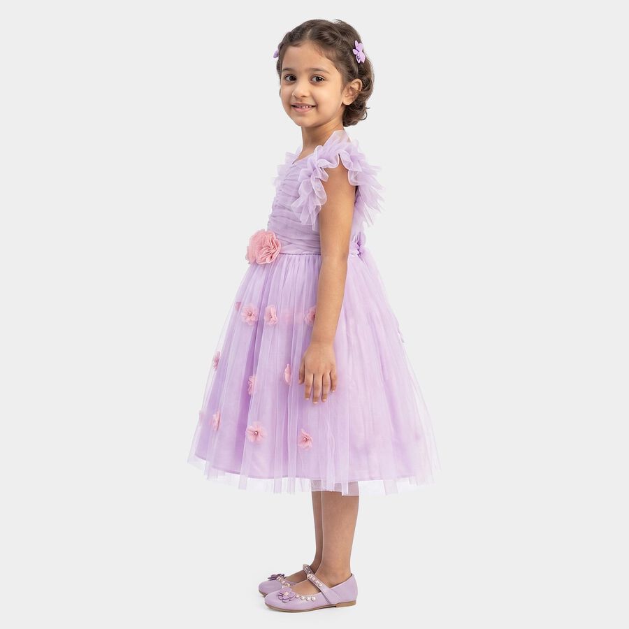 Girls' Lilac A-Line Casual Frock, Lilac, large