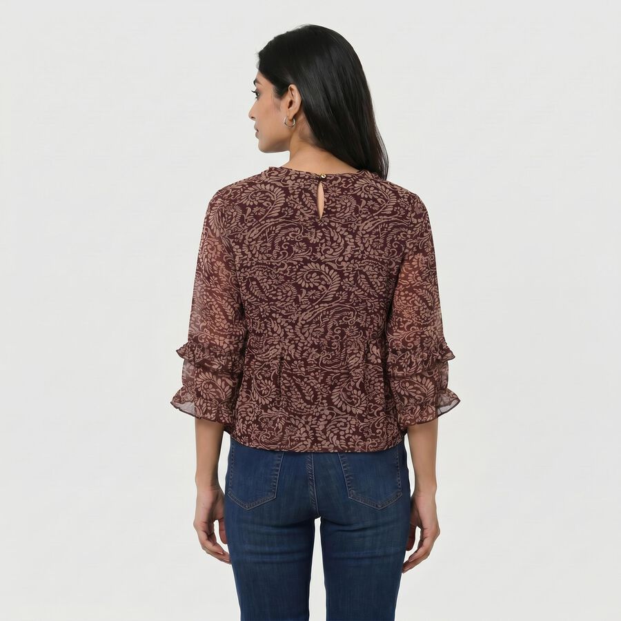 Women's Wine V-Neck Regular Top, वाइन, large