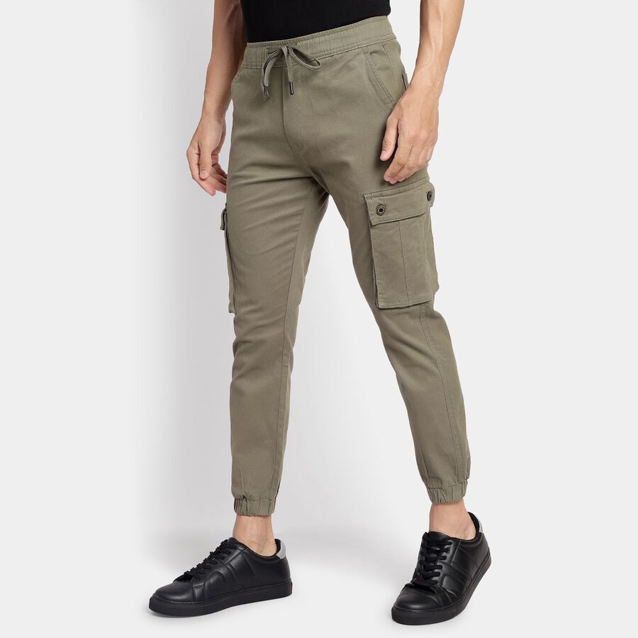 Men's Slim Fit Casual Trousers, हल्का हरा, large image number null