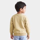 Boys Beige Round Neck Graphic Print Sweatshirt, Khaki, small