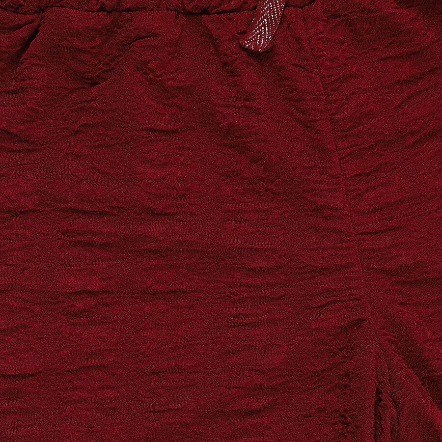 Girls' Deep Maroon Wide-Leg Textured Capri Pants, Wine, large image number null