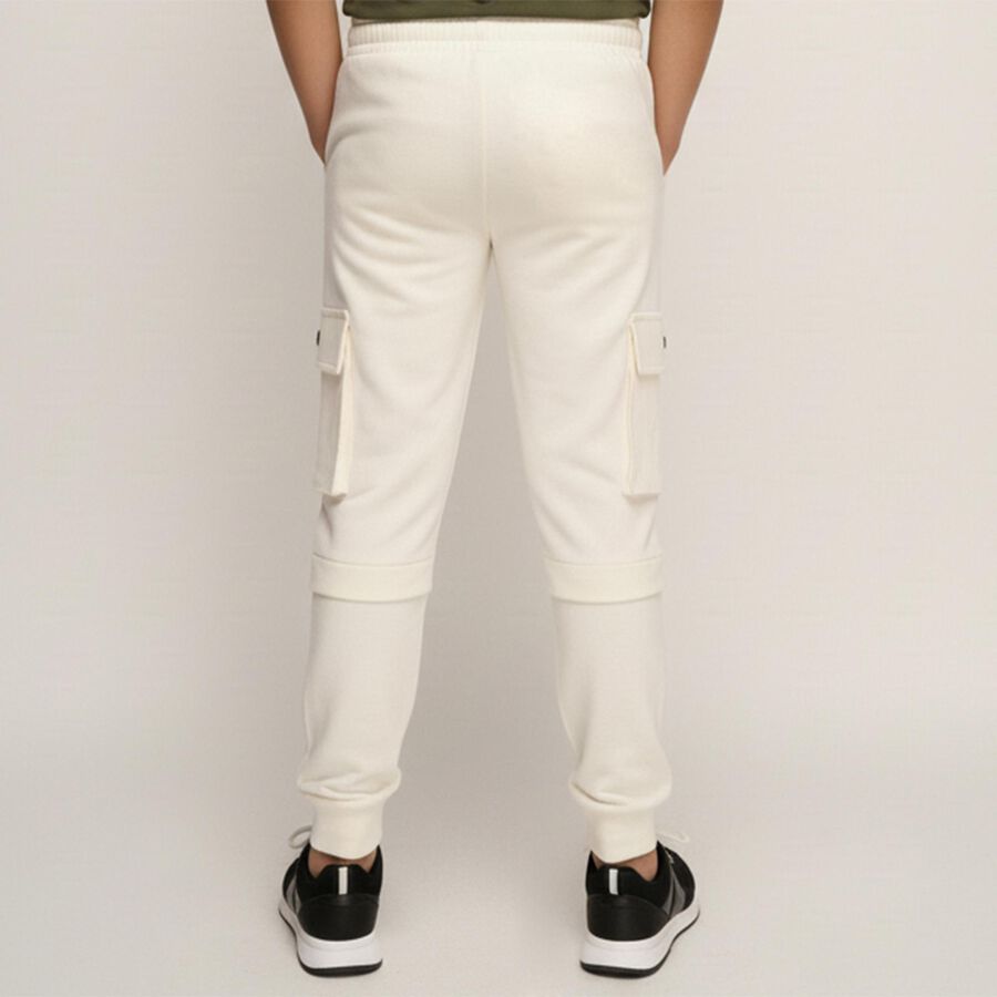 Boys' Off-White Cotton Blend Cargo Pyjama, ऑफ व्हाइट, large image number null